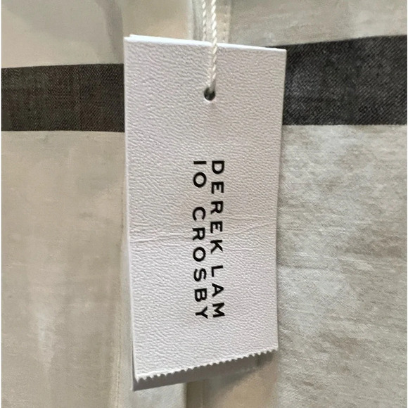 DEREK LAM - 10 Crosby Luxury ¾ Sleeve Check-Print Shirt w/ Lace-Up Back SIZE 2 - Picture 4 of 8